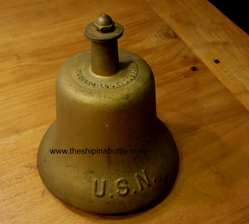 USN United States Navy Brass Nickel Plated Nautical Naval Ship Bell U.S.N.  Boat